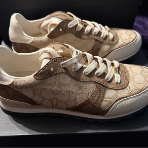 Coach Brown and Cream Signature Sneakers
